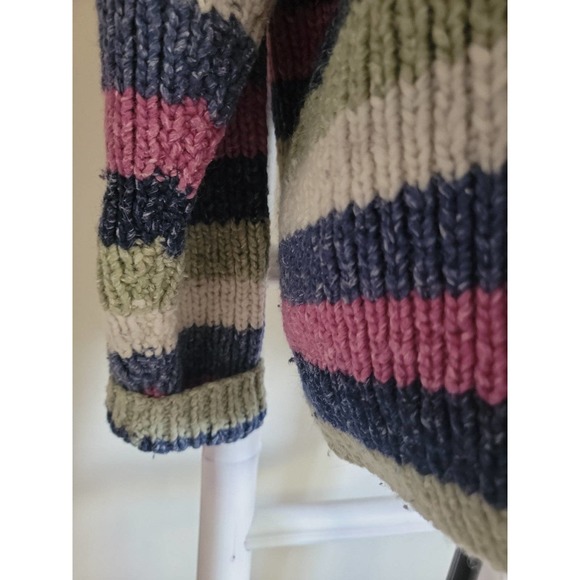 VTG Purple Mountain Striped Wool Blend Sweater Sz L - Picture 3 of 5